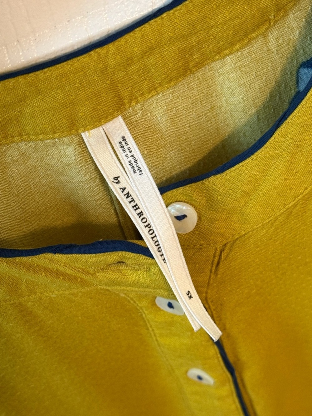 By Anthropologie Button-Front Oversized Jumpsuit in Yellow and Blue Floral - Picture 4 of 4